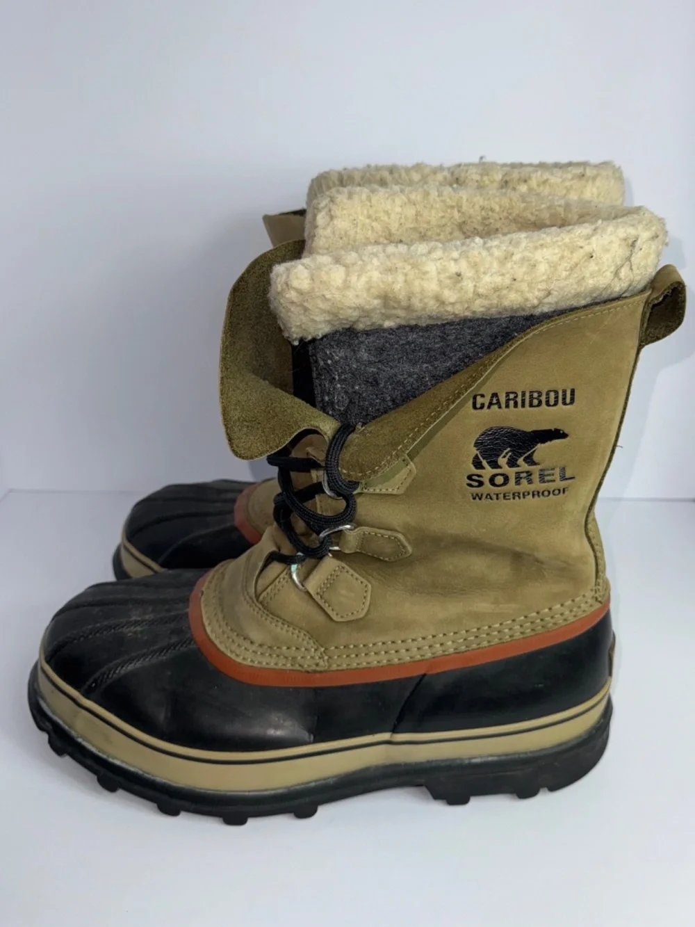 Sorel Caribou Wool Insulated Leather Boots Mens Size 11